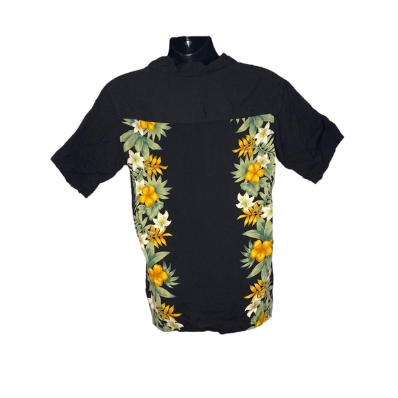 Islander Floral Button Up Shirt (Size: Small, Color: Black/Orange) - Picture 2 of 3